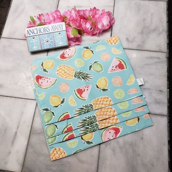 Celebrate Summer Fruit Toss Cloth Placemats, set of 4 - Picture 1 of 12